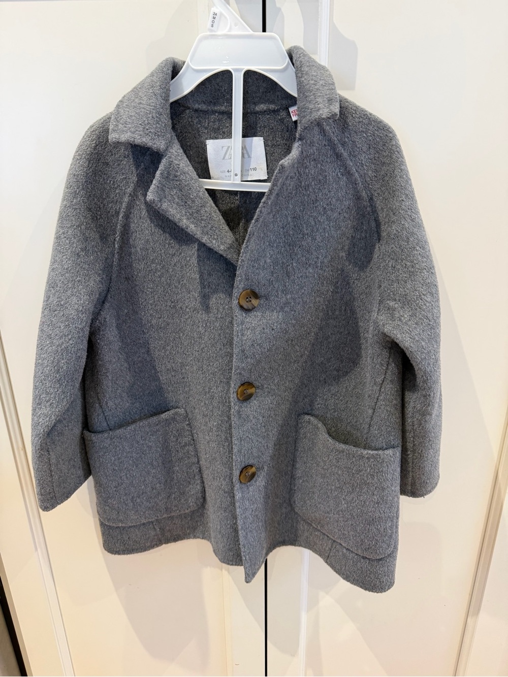 Zara 4-5t Kids Gray Wool-Blend Button Coat